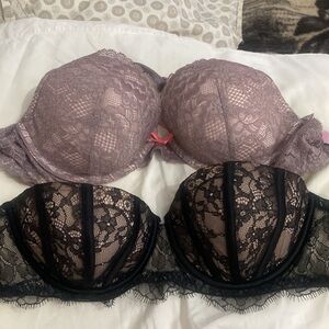 TWO almost new Victoria secret bras with underwire